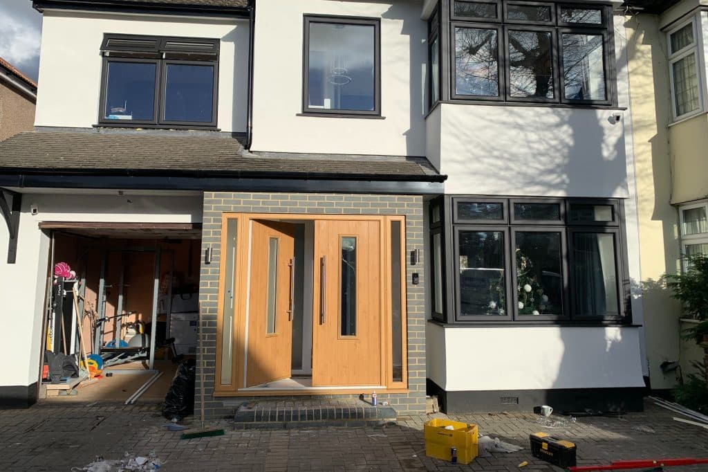 Smooth black upvc casement windows & composite door